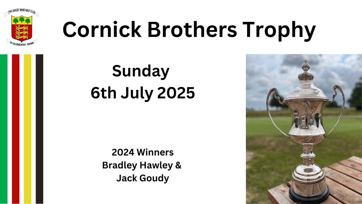 Tomorrow we have our next Mens Perpetual Trophy up for grabs 

It's the biggest trophy in the Trophy Cabinet 

The Cornick Brothers Trophy is a Greensomes Competition. 

Good luck to all those that enter 

#greensomes 
#membersclub 
#perpetualtrophy