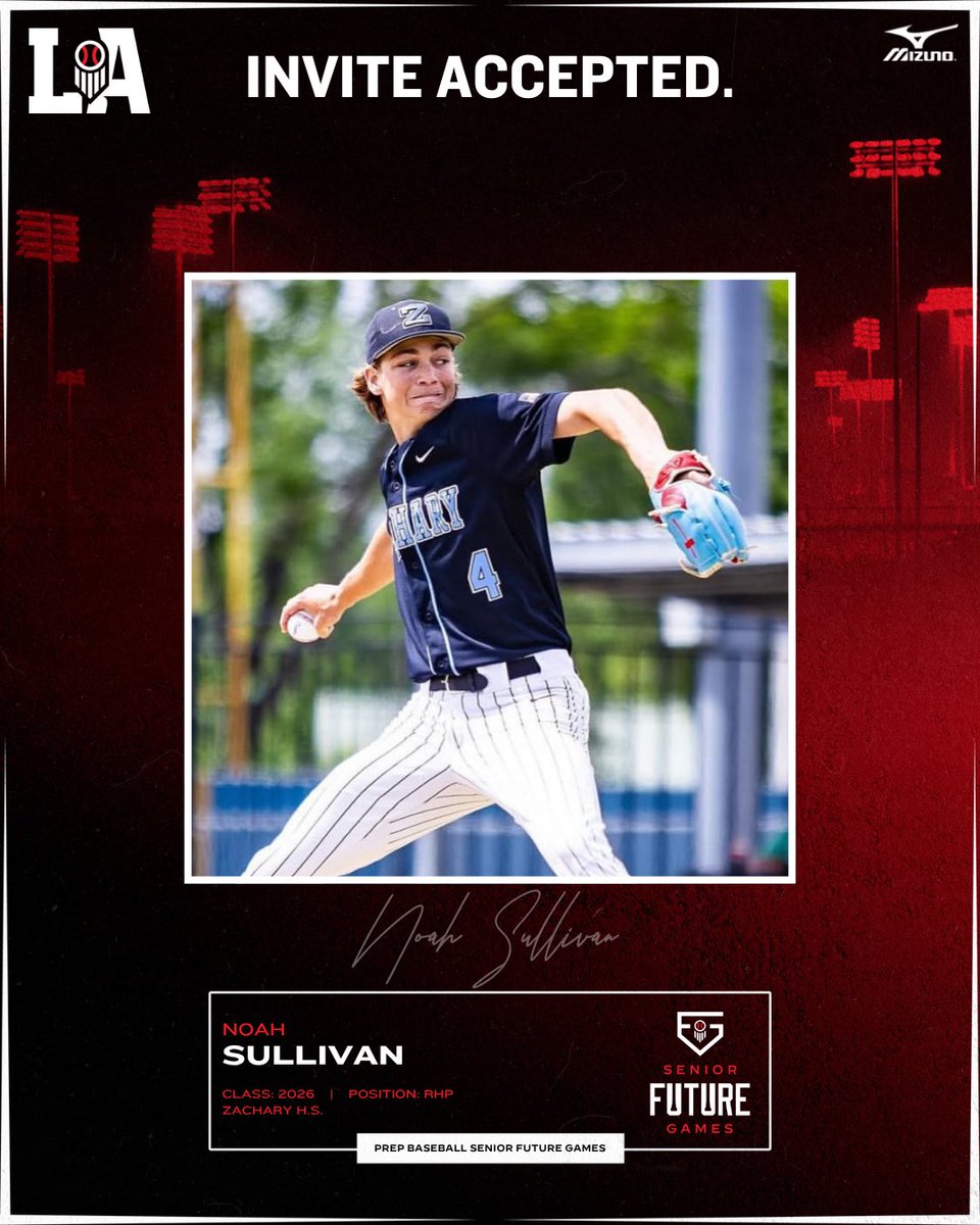 Prep Baseball Louisiana (@prepbaseballla) on Twitter photo ποΈ ππππ‘ππ«π², ππ β‘οΈ ππ¦ππ«π¬π¨π§, ππ
β26 Noah Sullivan (Zachary HS) is headed to <a href="/LakePointSports/">LakePoint Sports</a> for the 2025 <a href="/prepbaseball/">Prep Baseball</a> Senior Future Games.
Sullivan was a 1st Team All-District selection this spring and is one of the top <a href="/PB_Uncommitted/">Prep Baseball Uncommitted</a> arms in the Bayou ποΈ ππππ‘ππ«π², ππ β‘οΈ ππ¦ππ«π¬π¨π§, ππ
β26 Noah Sullivan (Zachary HS) is headed to <a href="/LakePointSports/">LakePoint Sports</a> for the 2025 <a href="/prepbaseball/">Prep Baseball</a> Senior Future Games.
Sullivan was a 1st Team All-District selection this spring and is one of the top <a href="/PB_Uncommitted/">Prep Baseball Uncommitted</a> arms in the Bayou