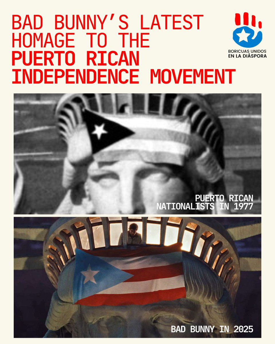 Boricuas Unidos en la Diáspora (@budpr) on Twitter photo The great <a href="/sanbenito/">Benito Antonio</a> continues to celebrate and uplift the movement for Puerto Rican independence.
His latest music video, for NUEVAYoL, released on the 4th of July, pays homage to a famous moment in 1977 when Puerto Rican activists raised our flag at the Statue of Liberty. The great <a href="/sanbenito/">Benito Antonio</a> continues to celebrate and uplift the movement for Puerto Rican independence.
His latest music video, for NUEVAYoL, released on the 4th of July, pays homage to a famous moment in 1977 when Puerto Rican activists raised our flag at the Statue of Liberty.