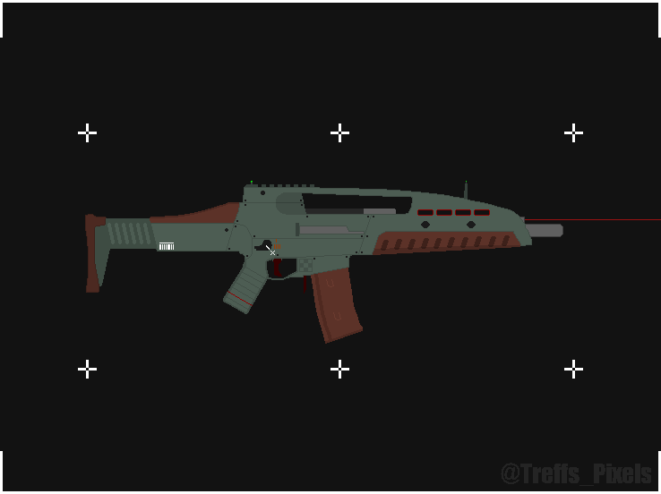 The STG-Type-03, made mostly of sleek Polymer in "Feldgrau" with ergonomic Bakelite furniture.

Chambered in 6x39 It packs a decent punch, fires at 800rpm, has mild recoil and features a short optics Rail and an integrated laser sight.