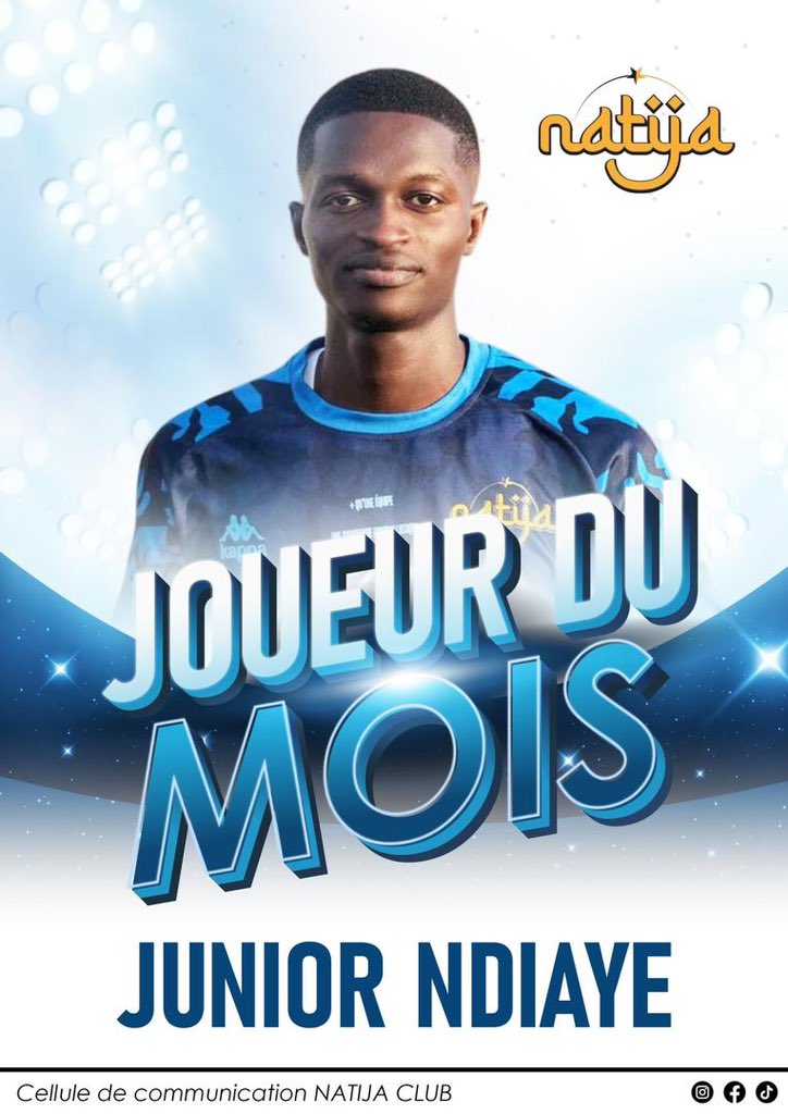 Natija FC (@natijafc) on Twitter photo Félicitations à <a href="/juniorn88798809/">إبراهيم 🇸🇳❤️</a> tu as été désigné JOUEUR DU MOIS de JUIN
Largement mérité au vu de ton implication ces dernières semaines
Bonne continuation, continue sur cette lancée
#NatijaWeAre
<a href="/MaisonIbawa/">MAISON IBAWA</a> <a href="/Mouhame52445867/">MHT SPORT</a> Félicitations à <a href="/juniorn88798809/">إبراهيم 🇸🇳❤️</a> tu as été désigné JOUEUR DU MOIS de JUIN
Largement mérité au vu de ton implication ces dernières semaines
Bonne continuation, continue sur cette lancée
#NatijaWeAre
<a href="/MaisonIbawa/">MAISON IBAWA</a> <a href="/Mouhame52445867/">MHT SPORT</a>