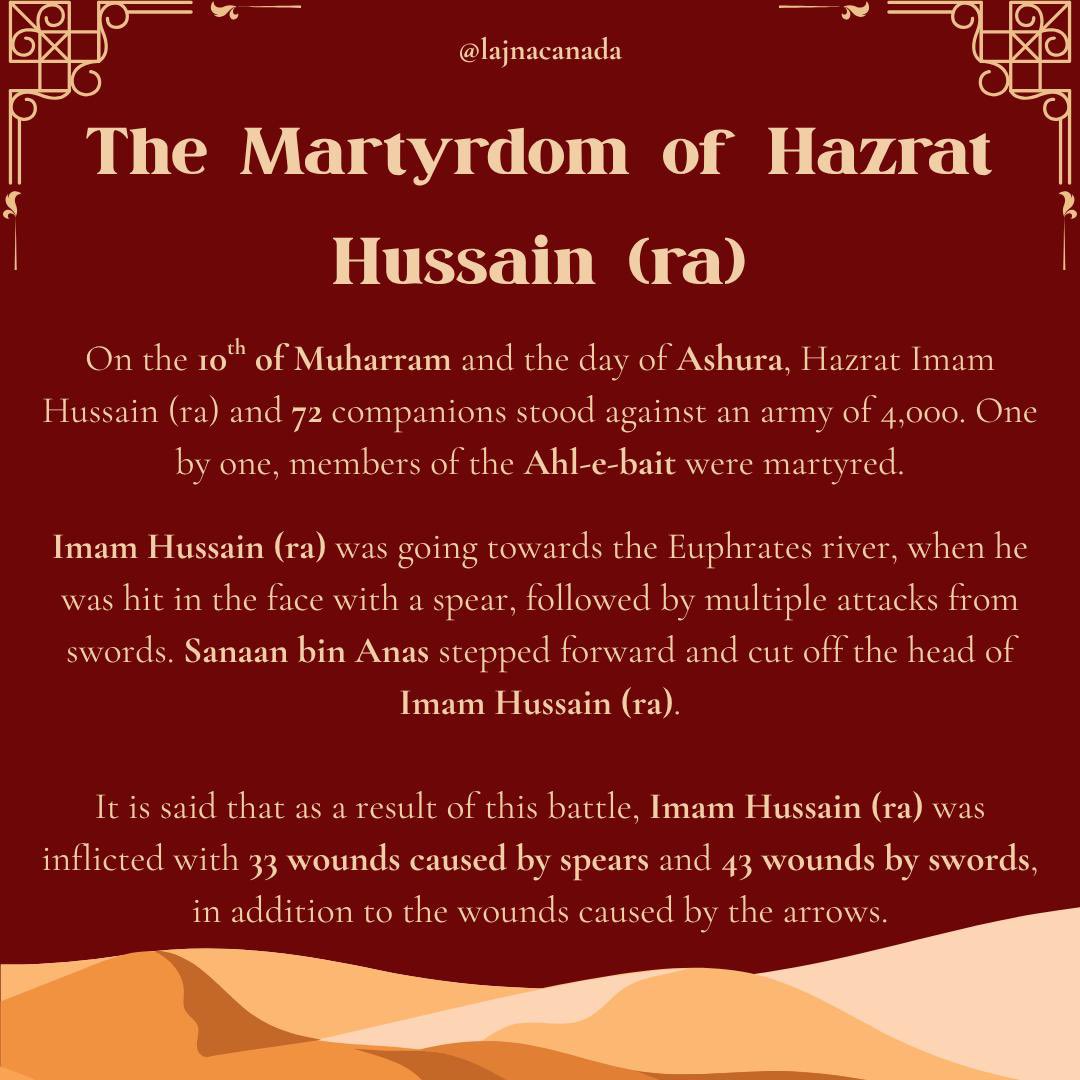 LajnaCanada's tweet photo. This Muharram, let’s honour Imam Hussain (ra) by striving to adopt his virtues and invoking Durood on the Holy Prophet (sa).

💬 “To love the prophets and the righteous is mere wishful thinking until one adopts their attributes.” — Hazrat Mirza Ghulam Ahmad (as) https://t.co/bffwCiM202