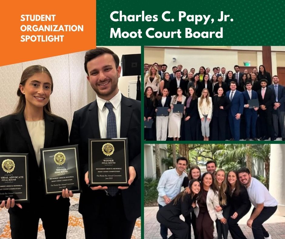 All summer, we're featuring Miami Law’s student orgs, including Charles C. Papy, Jr. Moot Court Board—a student-run org that focuses on recruiting/training the finest oral and written advocates. 🙌 Discover 55+ student orgs that match your interests at ow.ly/KEP850Wk4ta