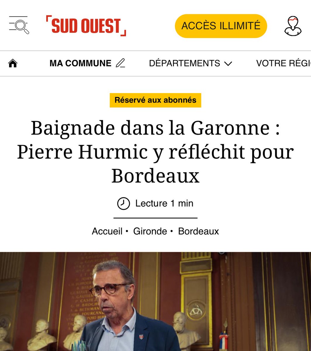 Plus rien ne fonctionne à Bordeaux mais notre maire est prêt à mettre des dizaines de millions d’€ pour rendre la Garonne baignable 🙃

#Bordeaux #HurmicMaTuer