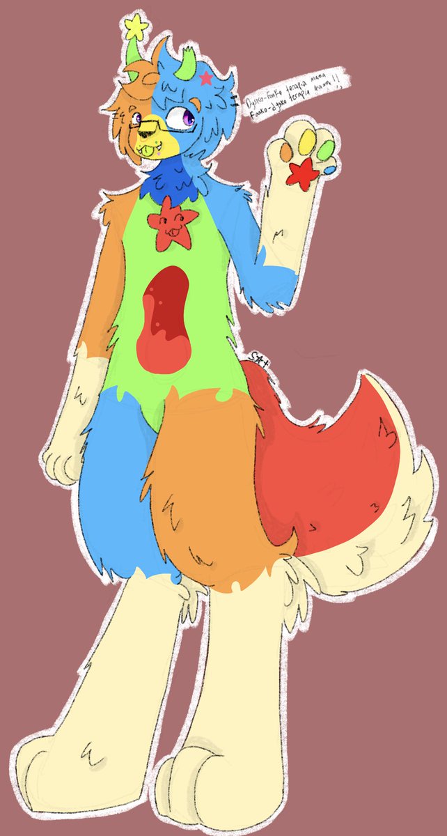 saturns_paw's tweet image. Attack for @hanakoo_haigou on artfight!!💙🧡