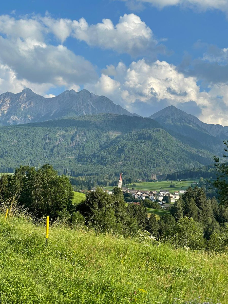 Here is in Val Pusteria surrounded by the Dolomites the town of Valdaora to escape  the heat of this fiery summer. Good evening .