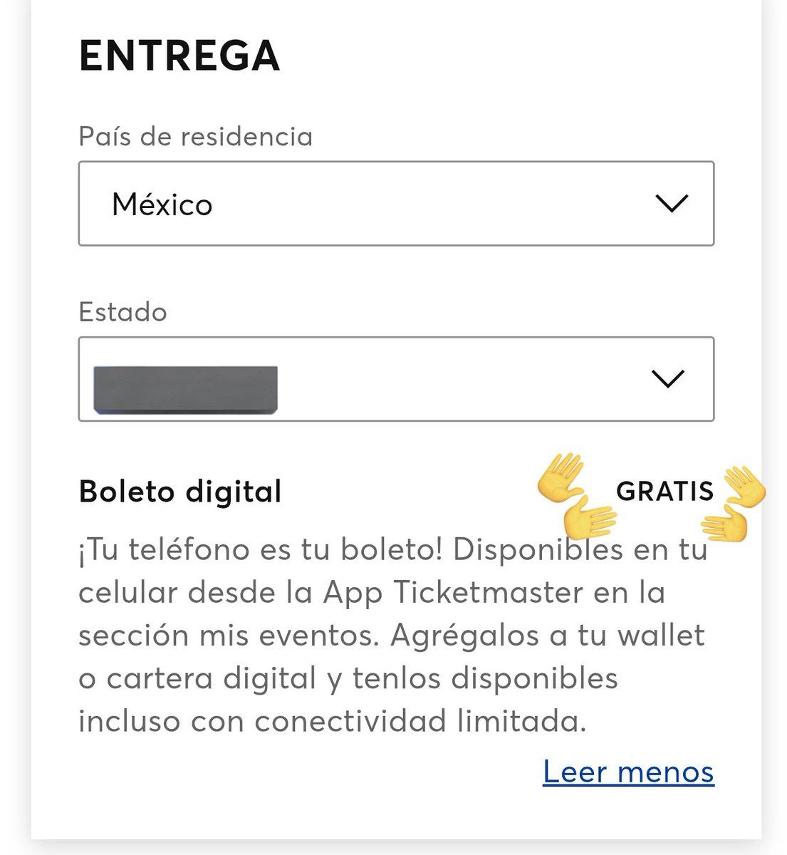 Dalmoonrain's tweet image. ¿Que pasa aquí @Profeco ? No sé supone que el boleto es digital y gratis? Esa información sale en su página antes de realizar la compra, y al avanzar con esta te cobran un cargo por envío, ¿Como si es digital?, no es boleto físico.

#ELF_NO_COMPRA #OCESA_OUT