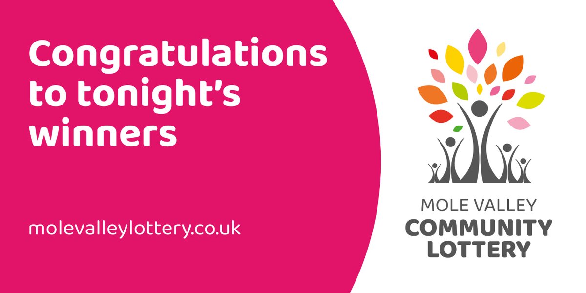 The results for the #MoleValleyLotto are in! Congratulations to the winners! 👏

molevalleylottery.co.uk/results 

Thank you for supporting #MoleValley!