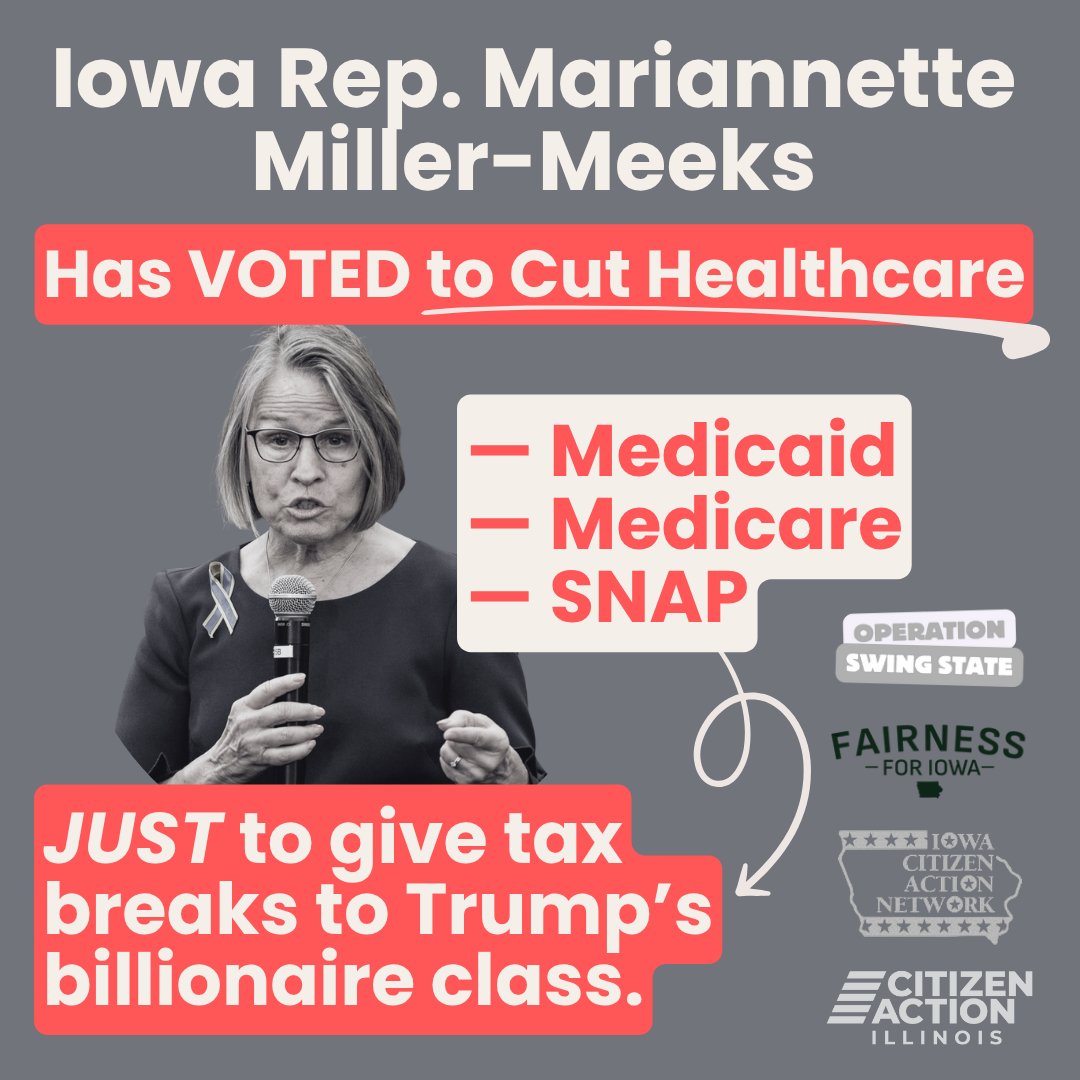 CitizenActionIL's tweet image. Our fight for working families continues. No state line can shield us from the impact the &apos;One Big Beautiful Bill&apos; will have on our neighbors. Join us and our friends at Iowa Citizen Action Network, Fairness for Iowa, and Operation Swing State for a rally on Tuesday!