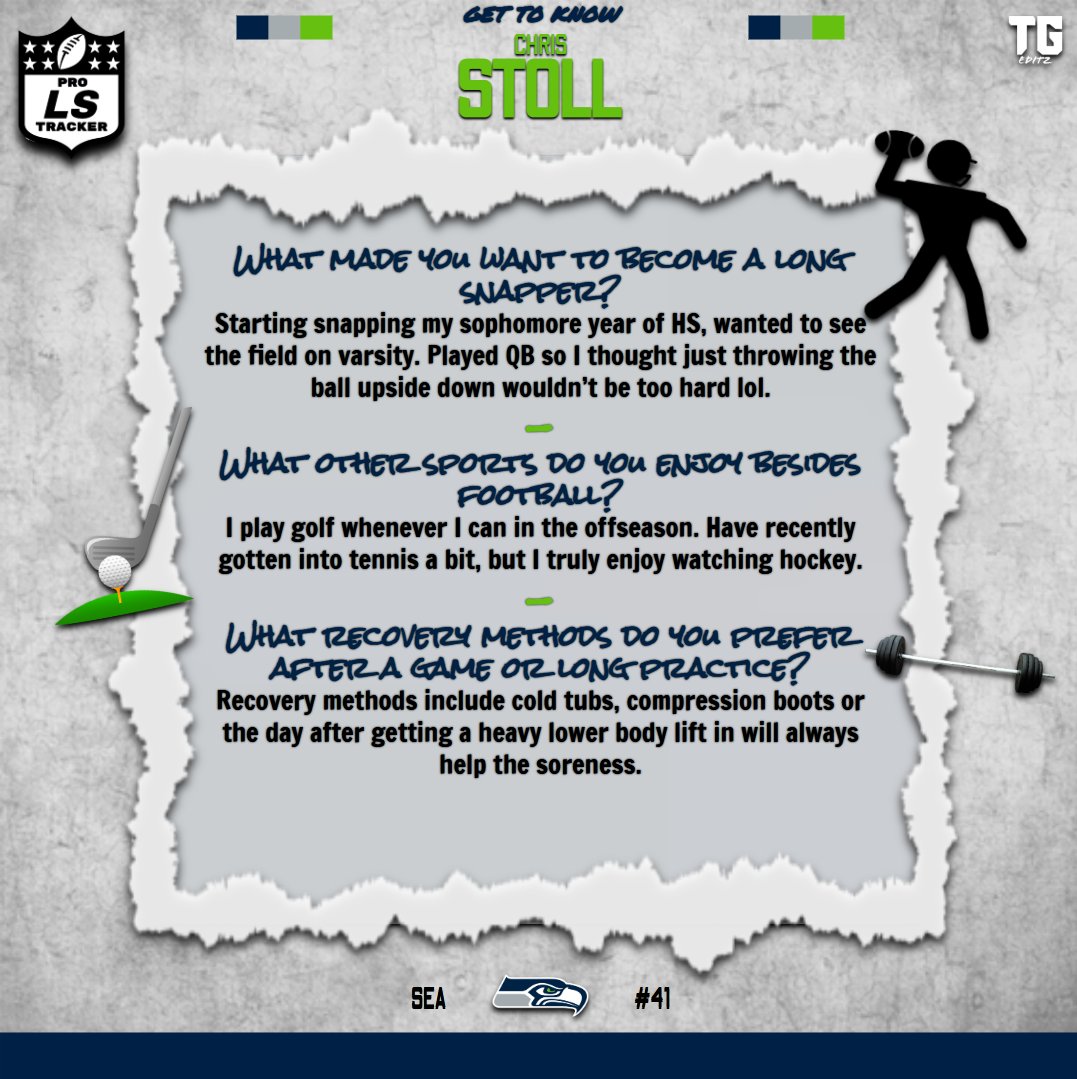 ProSnapTracker's tweet image. GET TO KNOW:
Get to know Seattle Seahawk and former Penn State long snapper, Chris Stoll (@ChrisStoll18). Chris is in year 3 with the Seahawks after a solid start to his NFL career after winning the Patrick Mannelly Award.
#Seahawks #PennState #GetToKnow #LongSnap #LongSnapper