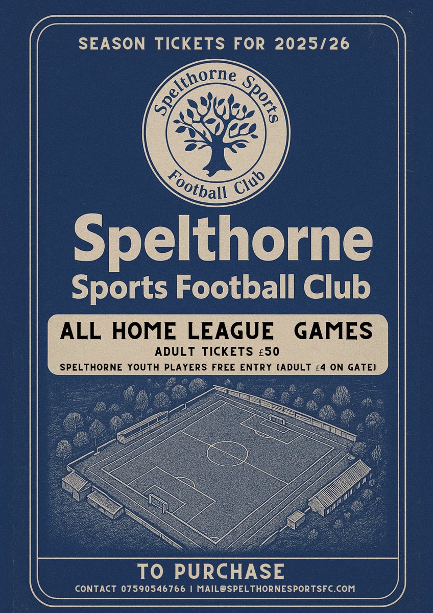 Spelthorne Sports FC (@thespellyfc) on Twitter photo Spelthorne Sports FC Season Tickets – 2025/26
Secure your spot for the season ahead.
Message / Whatsapp - 07590546766
Or email - mail@spelthornesportsfc.com
#SpelthorneSportsFC #UpTheSpelly Spelthorne Sports FC Season Tickets – 2025/26
Secure your spot for the season ahead.
Message / Whatsapp - 07590546766
Or email - mail@spelthornesportsfc.com
#SpelthorneSportsFC #UpTheSpelly