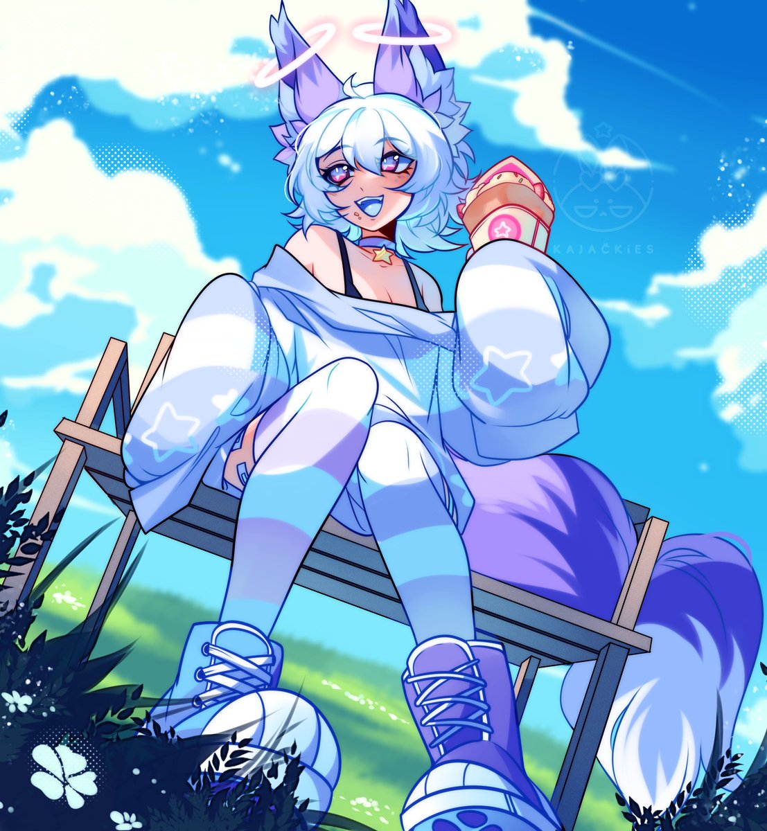 Local fox takes and eats all your treats! 💜🪻