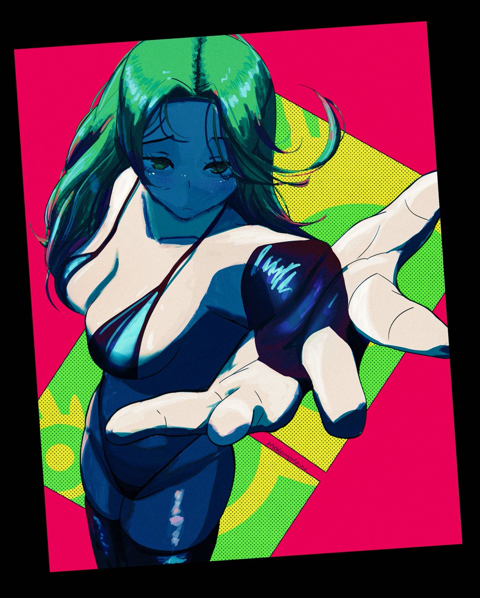mokomokouu's tweet image. mysterious green woman

#oc #illustration