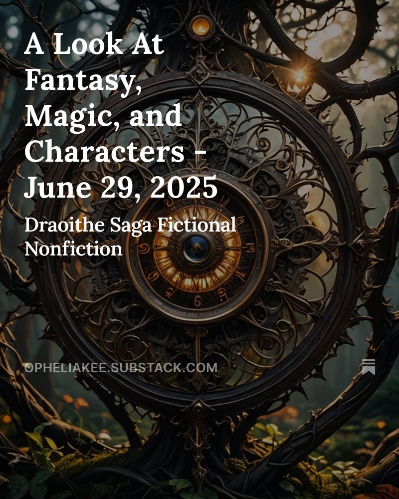 KeeOphelia's tweet image. #bookblog #research #inspiration #essay A Look At Fantasy, Magic, and Characters - June 29, 2025, by @KeeOphelia open.substack.com/pub/opheliakee…