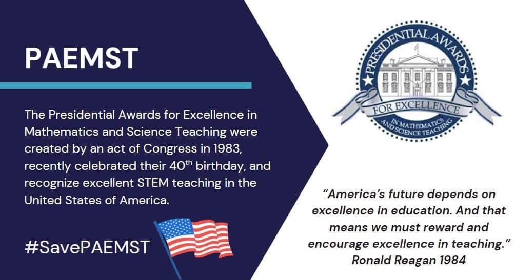 sculbreth's tweet image. 💔that the Presidential Award for Excellence in Math & Science Teaching may cease to exist due to ZERO funding in the National Science Foundation ‘26 budget… @KatieBrittforAL @CoachForGov @RepMikeRogersAL What can you do to #SavePAEMST ?