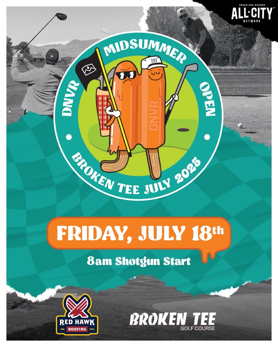 DNVR Sports (@dnvr_sports) on Twitter photo 3rd Annual DNVR Midsummer Scramble!⛳️
Your entry includes:
🍹 Bloody Mary bar & breakfast burritos
⛳️ 18 holes with games & contests
🎟️ Post-round raffle & giveaways
🍔 Lunch and prizes
🗓️ Friday, July 18th
Sign up here: thednvr.com/event/dnvr-gol… 3rd Annual DNVR Midsummer Scramble!⛳️
Your entry includes:
🍹 Bloody Mary bar & breakfast burritos
⛳️ 18 holes with games & contests
🎟️ Post-round raffle & giveaways
🍔 Lunch and prizes
🗓️ Friday, July 18th
Sign up here: thednvr.com/event/dnvr-gol…