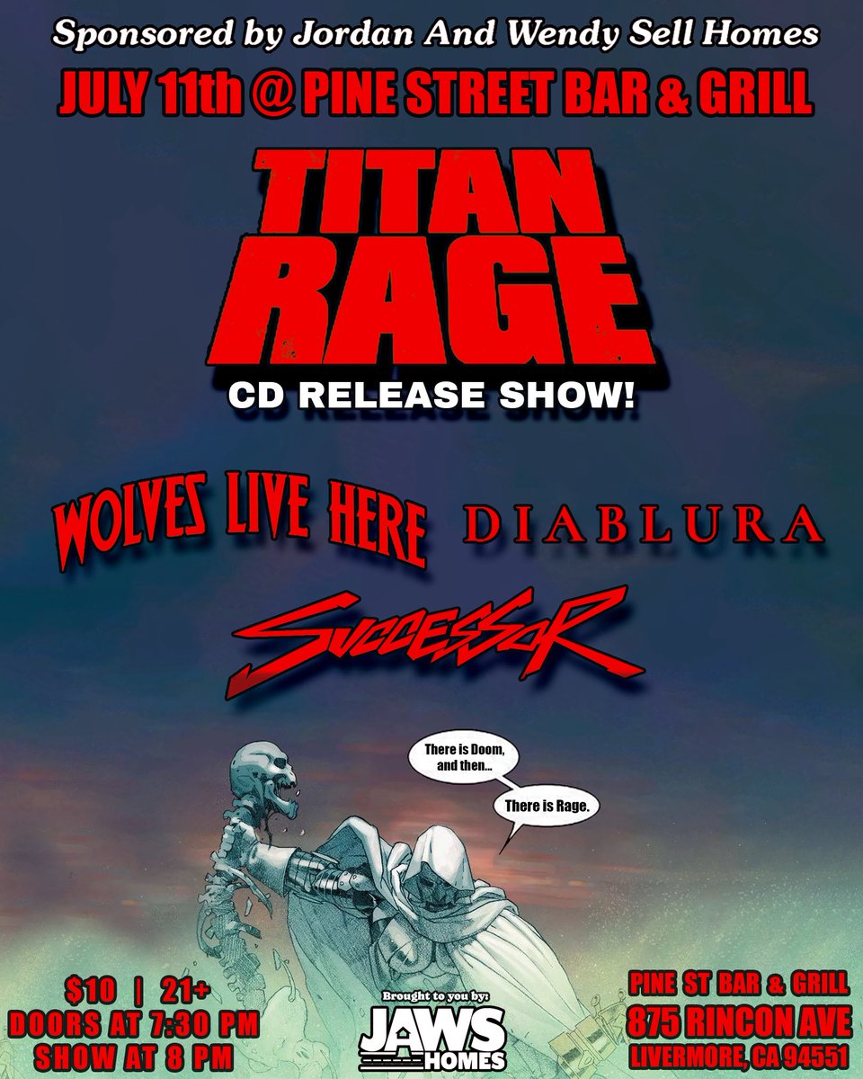 Just 5 dudes who have spent 5 years crafting, writing, fine-tuning, and creating an epic 7-track tour de force album that is finally dropping on 7/11 and we couldn’t be more excited to celebrate at our CD Release Show on the same day. Come Rage with! <a href="/titanrageband/">TITAN RAGE | "Colossal" OUT NOW!</a>