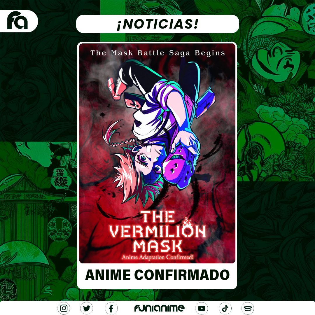 Funianime Latam (@funianime) on Twitter photo Se confirmó la producción de una adaptación al anime del manga de acción "The Vermilion Mask".
Tenemos más detalles próximamente. Se confirmó la producción de una adaptación al anime del manga de acción "The Vermilion Mask".
Tenemos más detalles próximamente.