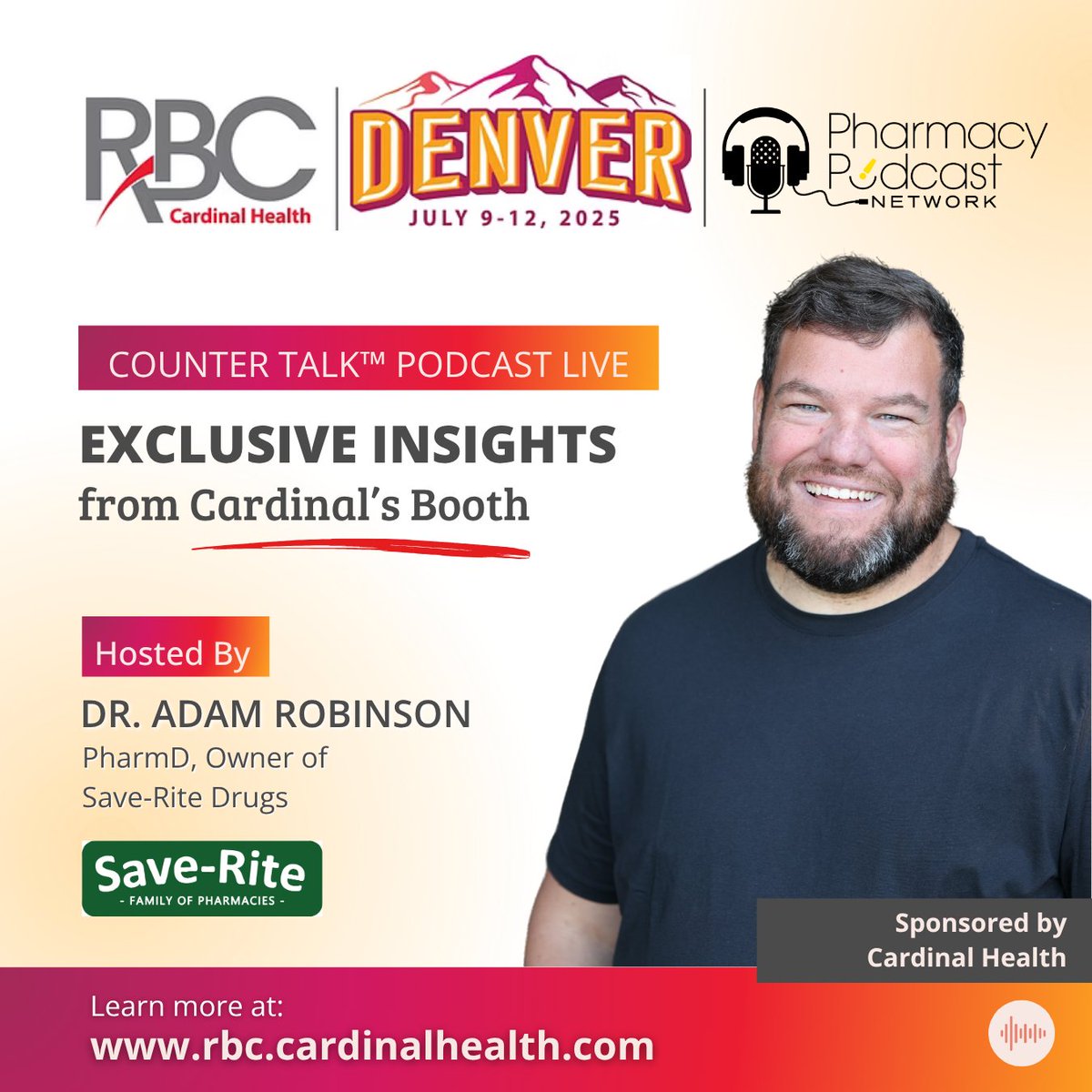 WHO's HEADED TO DENVER for @CardinalHealth RBC 2025? The Pharmacy Podcast Network is proud to return as press coverage with our host Dr. Adam Robinson 

A celebration of independent pharmacy!!   

July 9th - 12th Register here: 
rbc.cardinalhealth.com