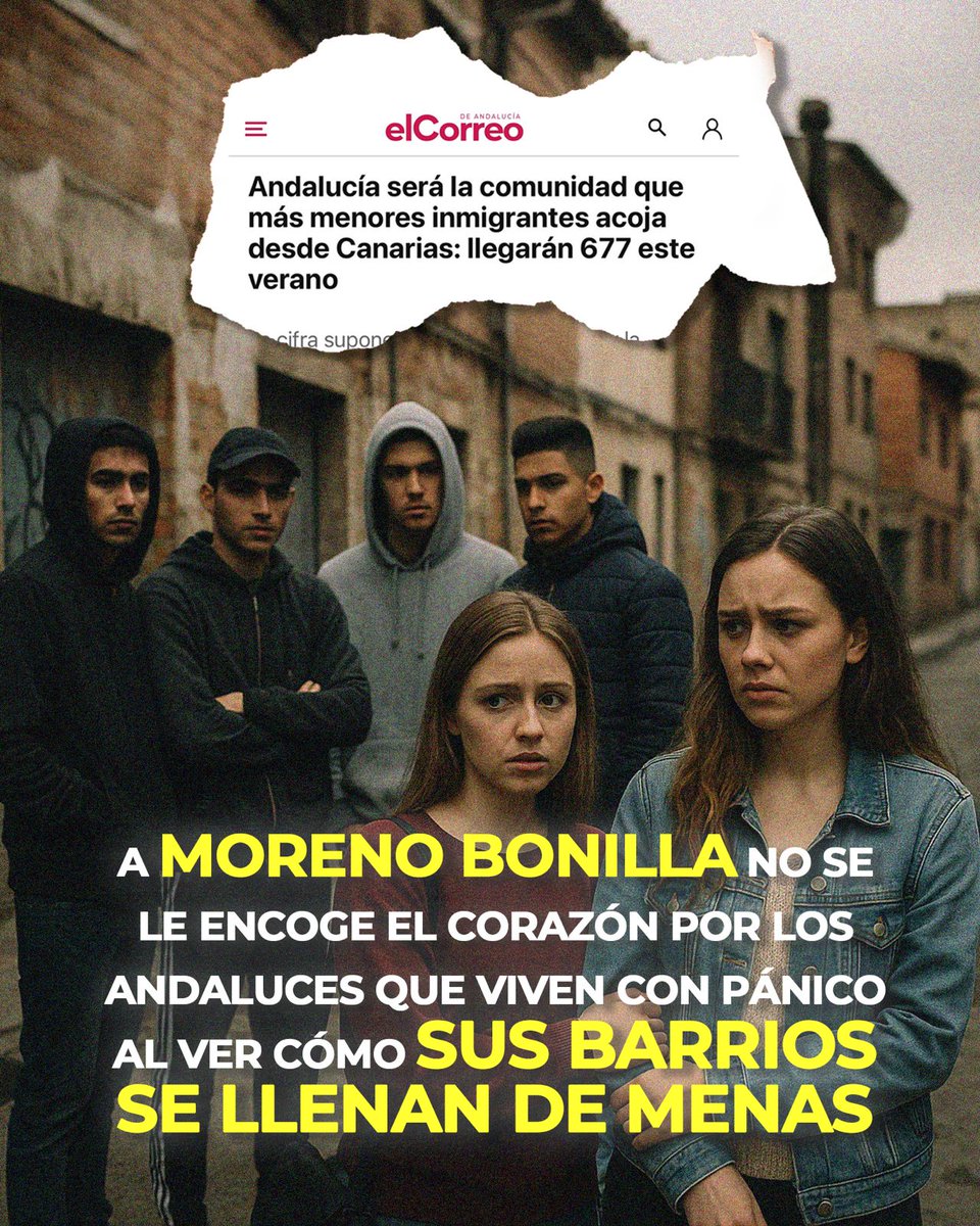 País Vasco y Cataluña quedan fuera del reparto de menas.

Sánchez no se atreve a incomodar a sus socios filoterroristas y separatistas.

Y mientras tanto, Moreno Bonilla acepta encantado lo que le echen.

Porque los andaluces y su seguridad le dan exactamente igual.