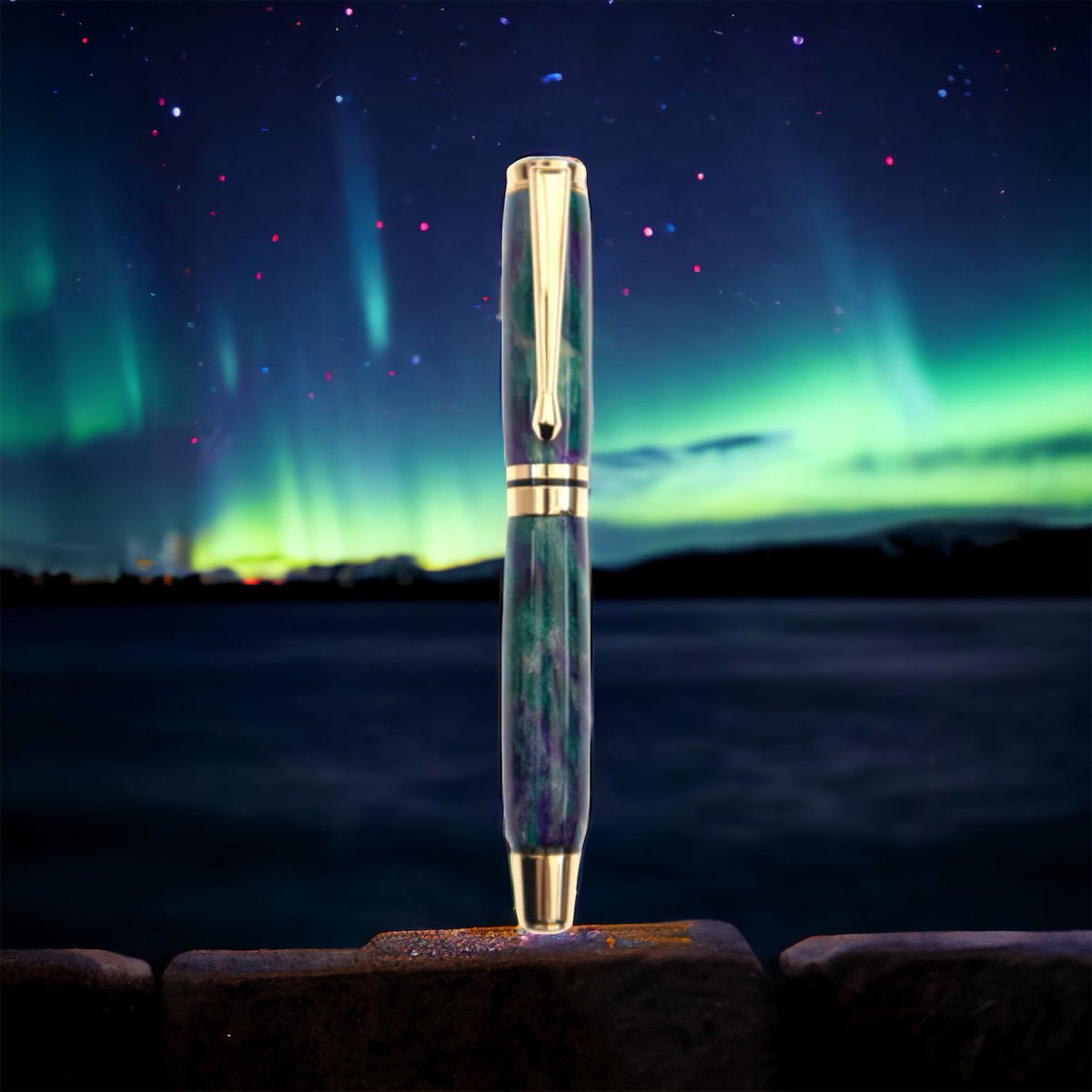WigAndPens's tweet photo. Our beautiful Northern Lights pen. Available as a Fountain or Rollerball version. Head over to our website #northernlights https://t.co/foL516pPYz