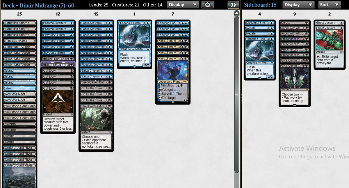 Split Standard challenge with Dimir Midrange! also had a top8 yesterday with the same list.

The deck is excellent now and I expect things to stay the same post rotation, I have a sideboard guide for the current list in the patreon below