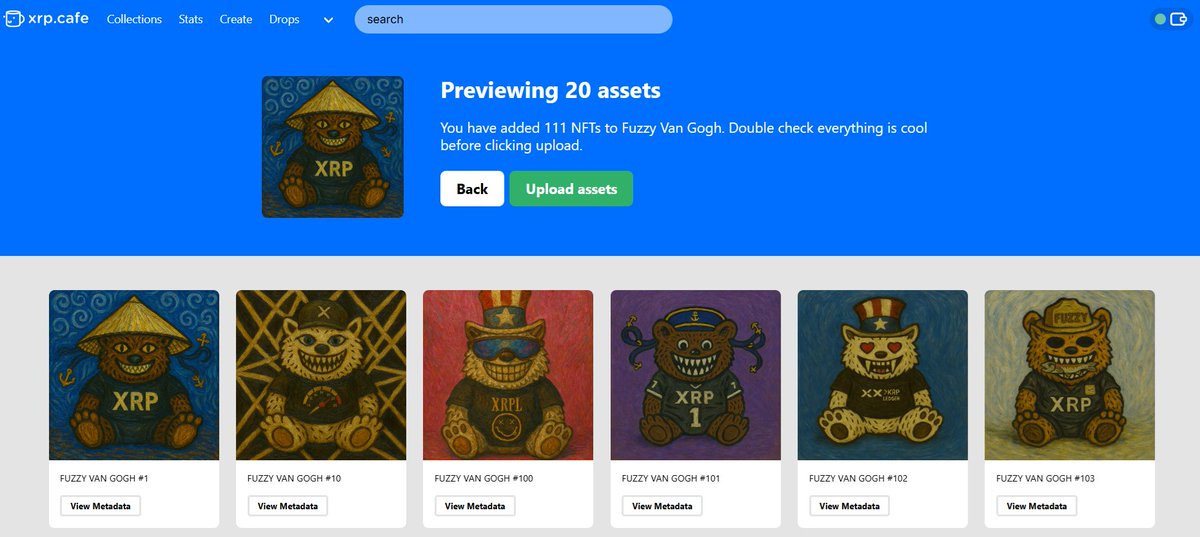 fuzzyvanxrpl's tweet image. Fuzzy Van Gogh
 
Original Fuzzy Van Gogh on the XRP Ledger. Shares attributes and rarity with original Fuzzy. 

xrp.cafe/collection/fuz…

#XRPCommunity #XRPHolders #XRPFamily #XRPArmy