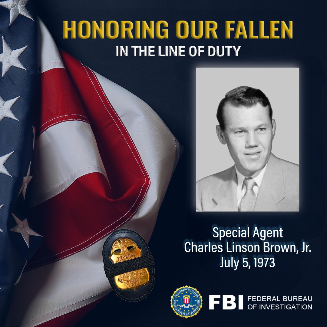Wall of Honor On July 5, 1973, Special Agent Charles Linson Brown, Jr. drove from Dallas to an interview in Lufkin, Texas. An accident occurred in front of Brown while driving, and he was unable to avoid crashing into a gas truck. He died at the scene. fbi.gov/history/wall-o…