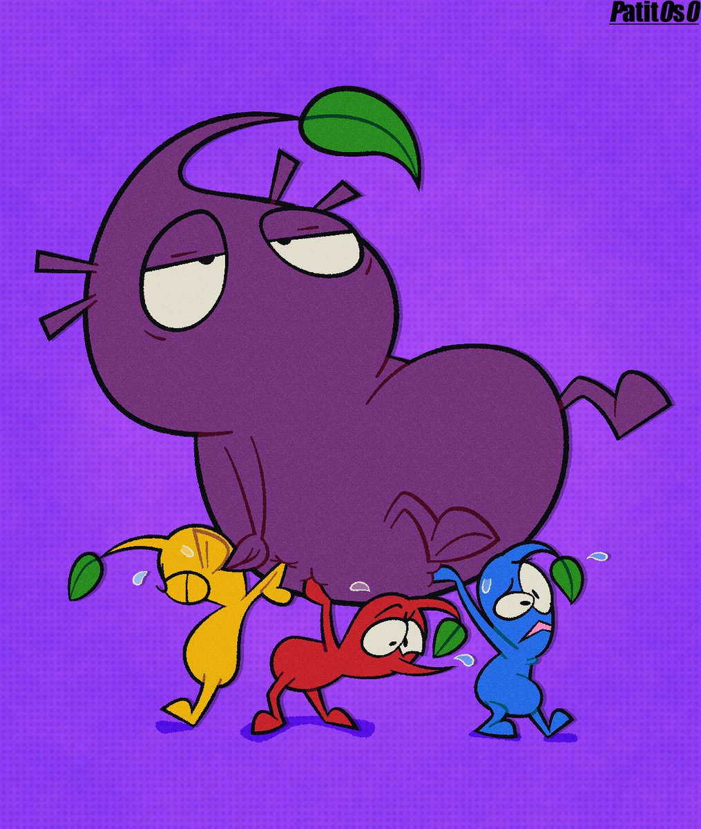 patit0s0's tweet image. &quot;Carrying a very big purple problem&quot;
{#Nintendo #Pikmin #FanArt}
