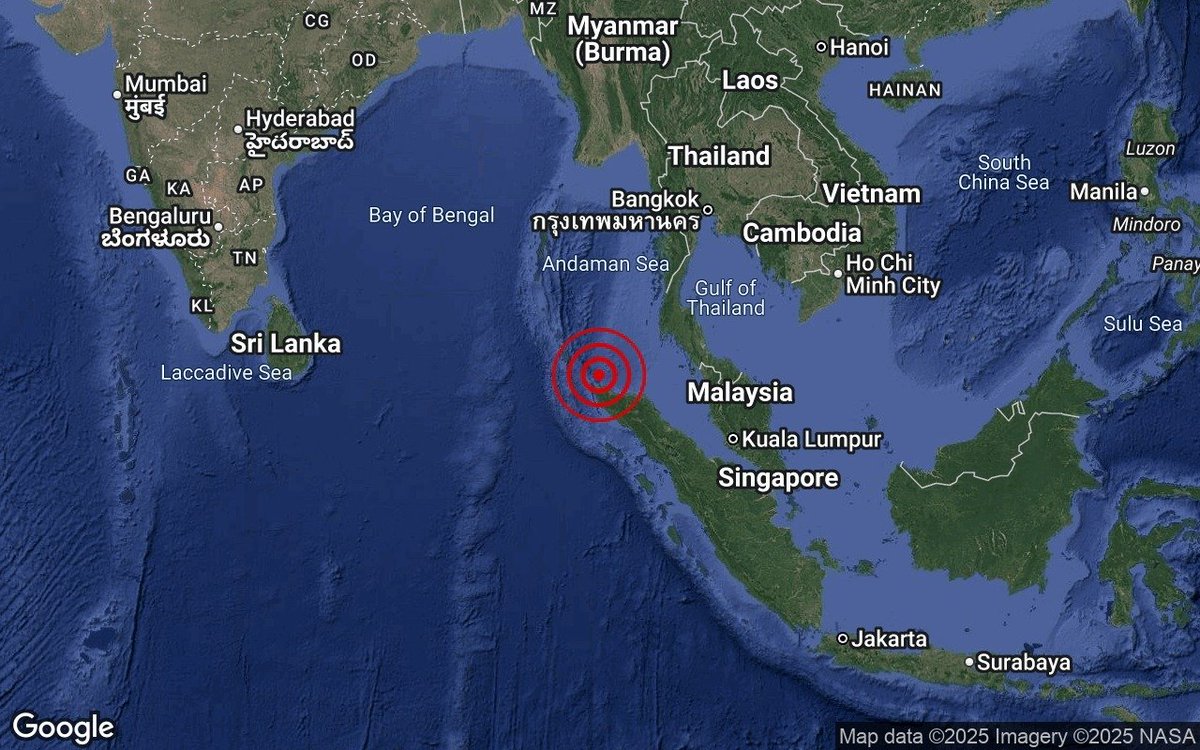 Gempa bumi sederhana M5.3 di Kepulauan Nicobar, Rantau India pada 3:42 pg, 6 Julai 2025. Pusat gempa bumi di 6.1° Utara dan 95.4° Timur, kedalaman 10 km. 30km Timur Laut dari Sabang,Indonesia.

Tiada ancaman tsunami kepada Malaysia.

#gempabumiMETMalaysia
#mygempa.met.gov.my
