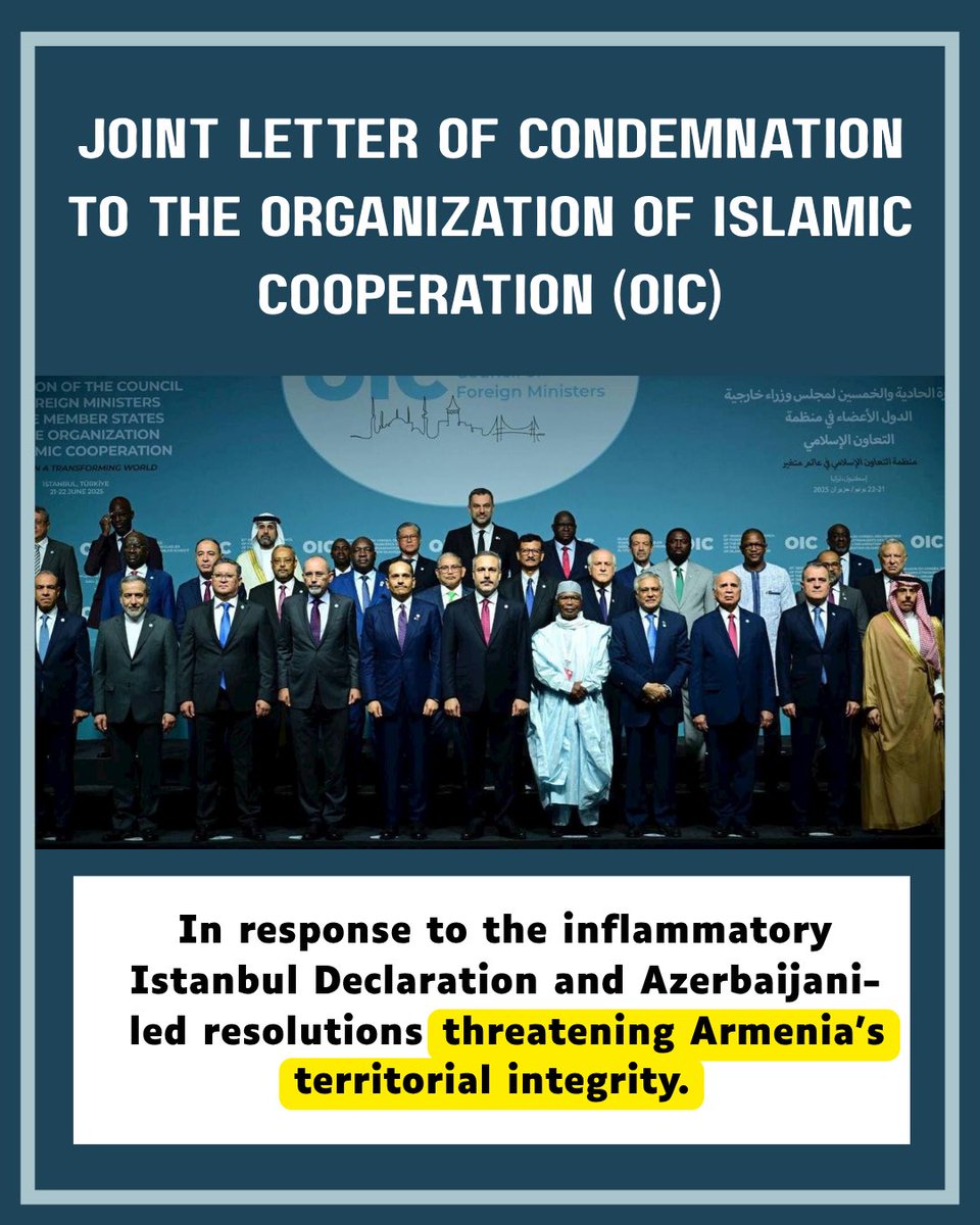We, a coalition of Armenian and humanitarian organizations, genocide studies academic experts, and human rights advocates, are publicly releasing and formally submitting our Joint Letter of Condemnation to the Organization of Islamic Cooperation (OIC). Our letter challenges and