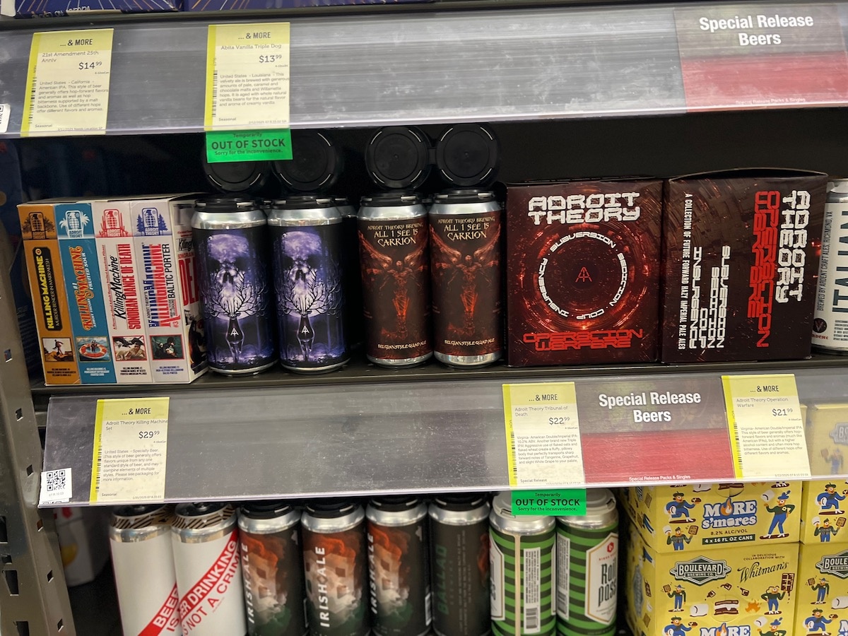 Monarch Distribution was extra busy this week re-stocking stores before the holiday. Here is the view from the Total Wine in Potomac Yards VA. Highlights include:

• Cobra Box Set - TIPA

• Death of Cthulhu - RIS

• All I See is Carrion - Belgian Quad