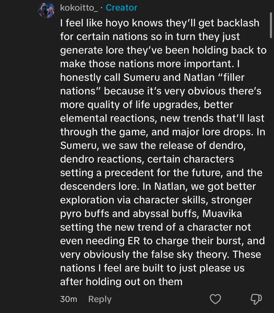 they also replied to me with this. sumeru/natlan and "filler" in the same sentence u cannot make this up
