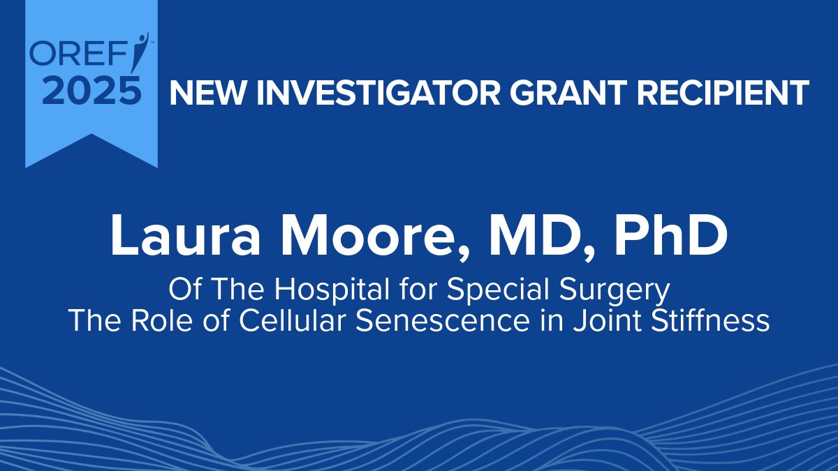 Watch Dr. Laura Moore of the Hospital for Special Surgery receive the big news here: bit.ly/2025NIGMoore 
#orthopaedicresearch
