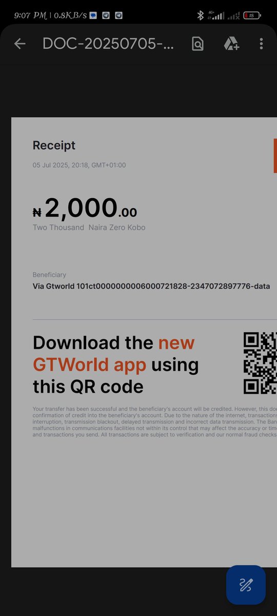 Antoine80772886's tweet photo. @gtbank_help attached is the transaction receipt. https://t.co/oqobFFw6CY