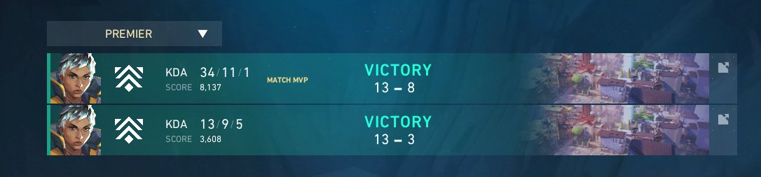 Both Premiere games won this week 

13-3 against <a href="/Cheesington_/">Cheesy Cheesington</a> 
13-8 against <a href="/SerenityOrga/">Serenity</a> 

gg's to both, 2nd map shouldnt have been this close tho we'll be better next week 🐭🧀