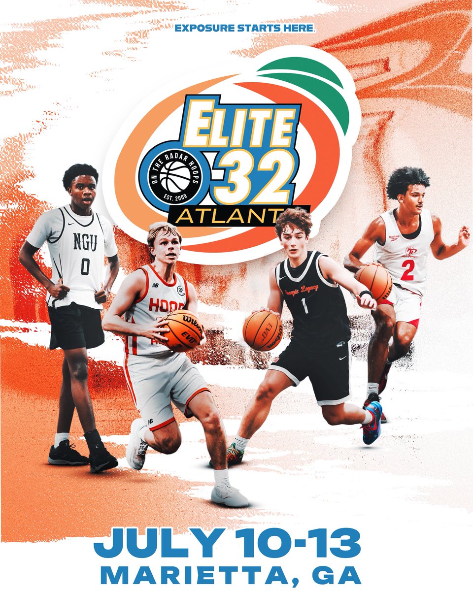 Elite 32 | NCAA Live Period 

🗓️: July 10-13
🏢: Atlanta, Georgia 

✅ Elite Competition 
✅ National Media
✅ Multiple Scouting Service
✅ Tons of post event articles
✅ Live Streamed Games

⬇️: INFO

ontheradarhoops.com/elite-32/