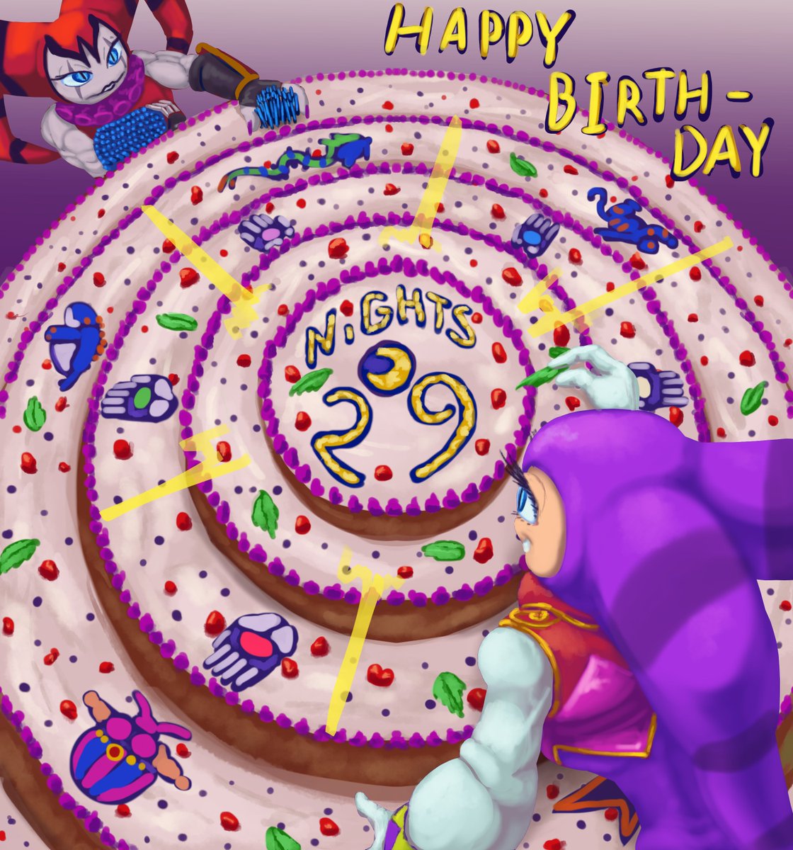 ButtNobel's tweet image. My quick contribution to NiGHTS' 29th birthday! #NiGHTSintoDreams
Here's to more years of celebrating this beam of sunshine.