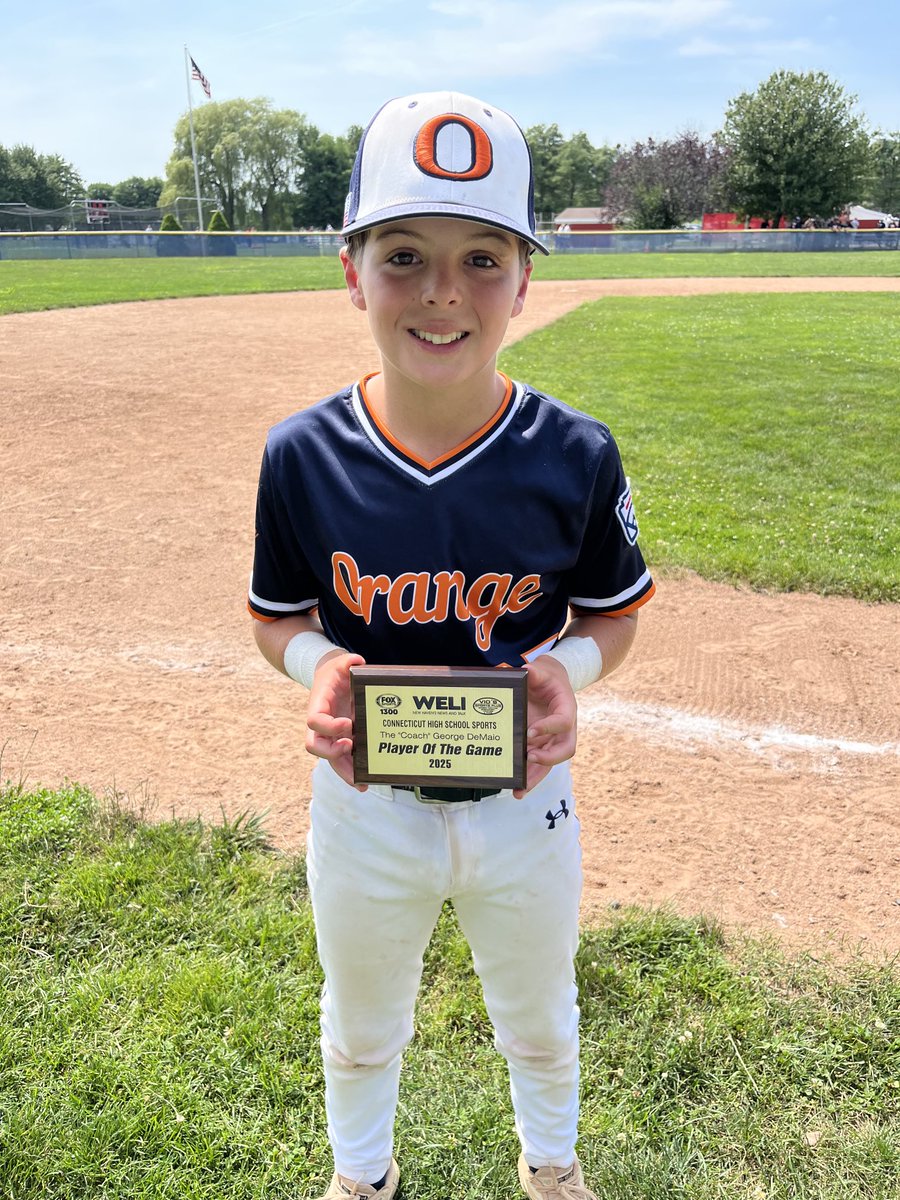 Hunter Melingonis, Orange LL, had 2 hits, including the game ending hit, and had 2 RBIs, in a 12-2 5 inning mercy win over Milford, in the District 4 Tournament Semifinals TheCoachWELI