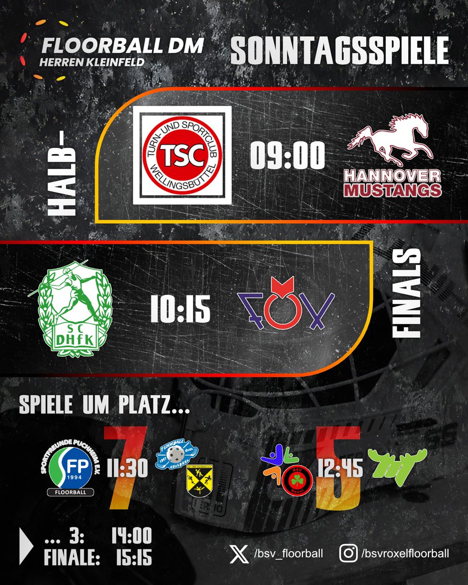 Tag 1 ist rum. Die Halbfinale stehen fest: Wellingsbüttel, Erfurt, Leipzig und Hannover.
Für uns geht's um Platz 5.

#Floorball #DeutscheMeisterschaft #Muenster #Steinfurt