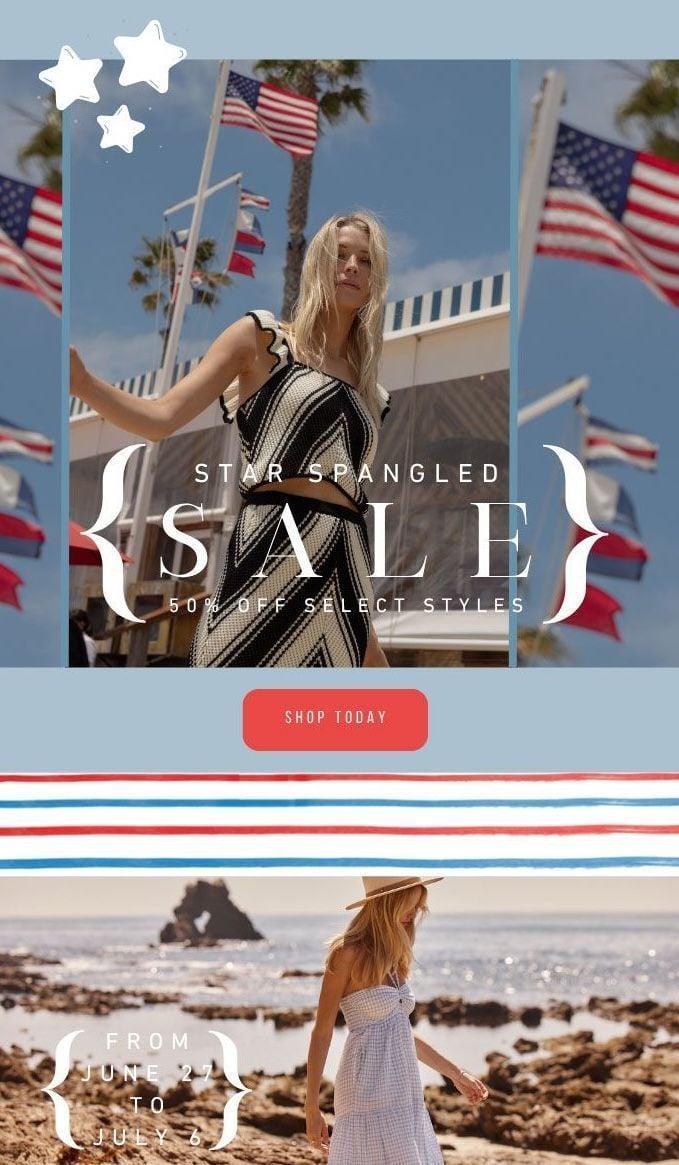 TheReviewWire's tweet image. it’s time for Red, White &amp;amp; 50% Off 🇺🇸

Shop the FIRECRACKER Edit and save an EXTRA 20% off with code THEREVIEWWIRE&amp;gt;&amp;gt;
saltwaterluxe.com/collections/th… 

#fourthofjuly #summerstyle #deals