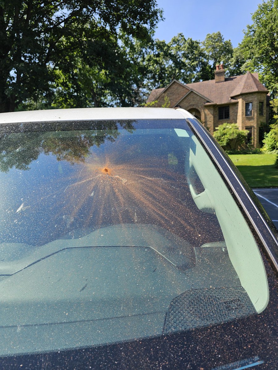 I went to leave and noticed I must have been a little close to the neighbor's fireworks last night, whoops.