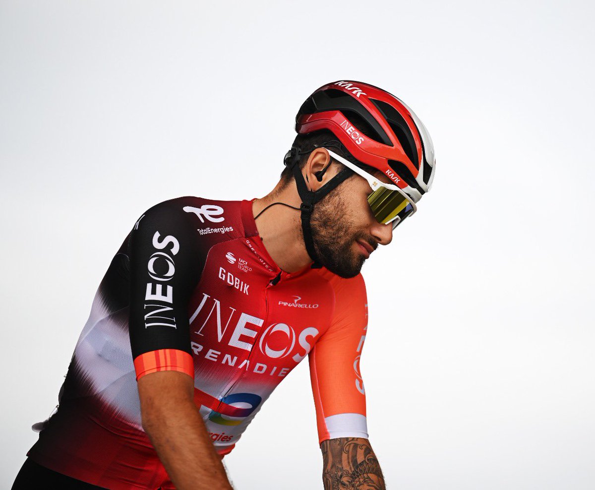 GeraintThomas86's tweet image. Gutted to lose Pippo today. The first day of the Tour is always brutal. We’ll miss you on and off the bike mate #fivelegGanna #TDF2025