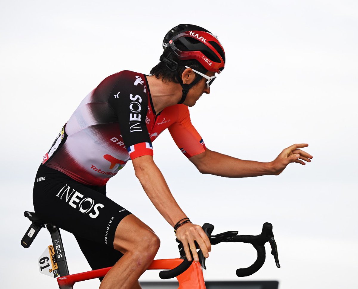 GeraintThomas86's tweet image. Gutted to lose Pippo today. The first day of the Tour is always brutal. We’ll miss you on and off the bike mate #fivelegGanna #TDF2025