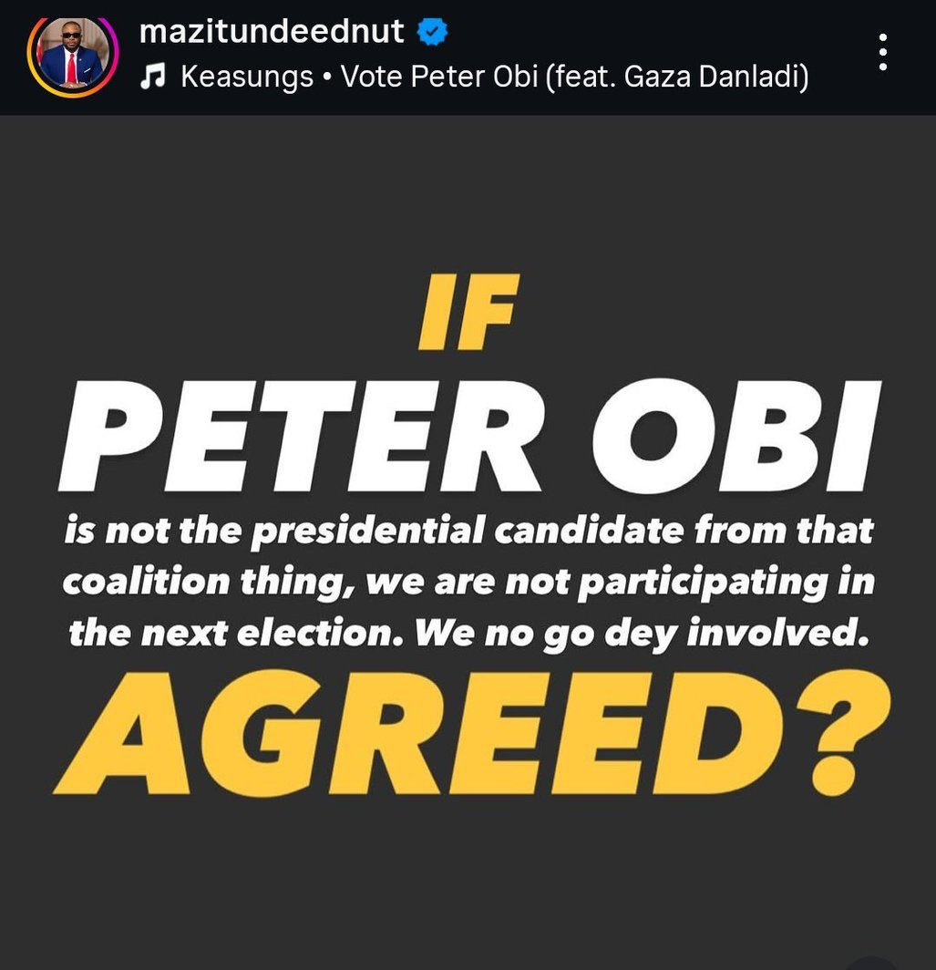 Peter Obi is the only candidate who can defeat Tinubu in that coalition. Make dem give am the coalition ticket and see him send Tinubu back to Lagos!

Peter Obi is coming 💚🤍💚💯