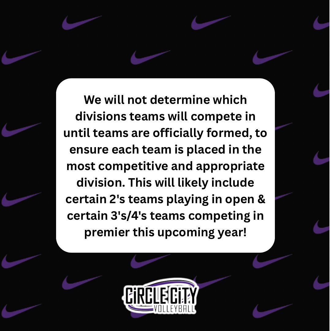 With tryouts coming up tomorrow, we just wanted to provide an update with some things regarding our teams for next year! If you have any further questions, please visit our website at circlecityvbc.com under “Girls Tryout Information” to find out more. See everyone