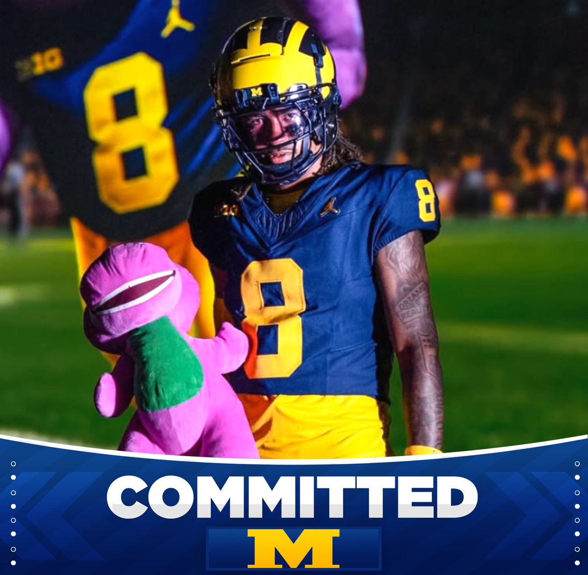 uofmcoverage's tweet image. BREAKING: 2026 4⭐️ CB Dorian Barney has committed to Michigan!
The 6’1 180 pound prospect from Carrollton, GA chose the #Wolverines over Penn State, Texas A&M, Ohio State, Miami and 45+ others #GoBlue