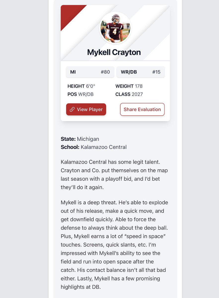 Thank you <a href="/alex_pallone/">Alex Pallone</a> for ranking me 15th at my position &amp; 80th in michigan!!
Ready to show what i can do my upcoming junior season. <a href="/MaroonGiantsFB/">KC Football</a> <a href="/PrepRedzone/">Prep Redzone 🏈</a> <a href="/PrepRedzoneMI/">Prep Redzone Michigan</a> <a href="/TheD_Zone/">The D Zone</a> <a href="/CoachFlemWR/">RJ Fleming</a> @RivalsFriedman <a href="/AllenTrieu/">Allen Trieu</a>