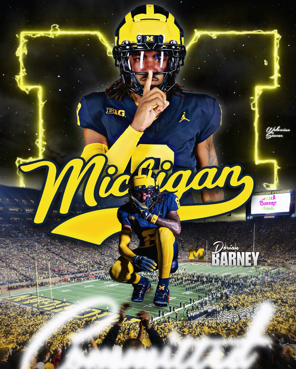 WolverineSource's tweet image. BREAKING: Four-Star CB Dorian Barney has Committed to Michigan!

The 6’1 180 CB from Carrollton, GA chose the Wolverines over Penn St, Texas A&amp;amp;M, and Georgia Tech.

Welcome home 〽️ @1dorianbarney  

#GoBlue