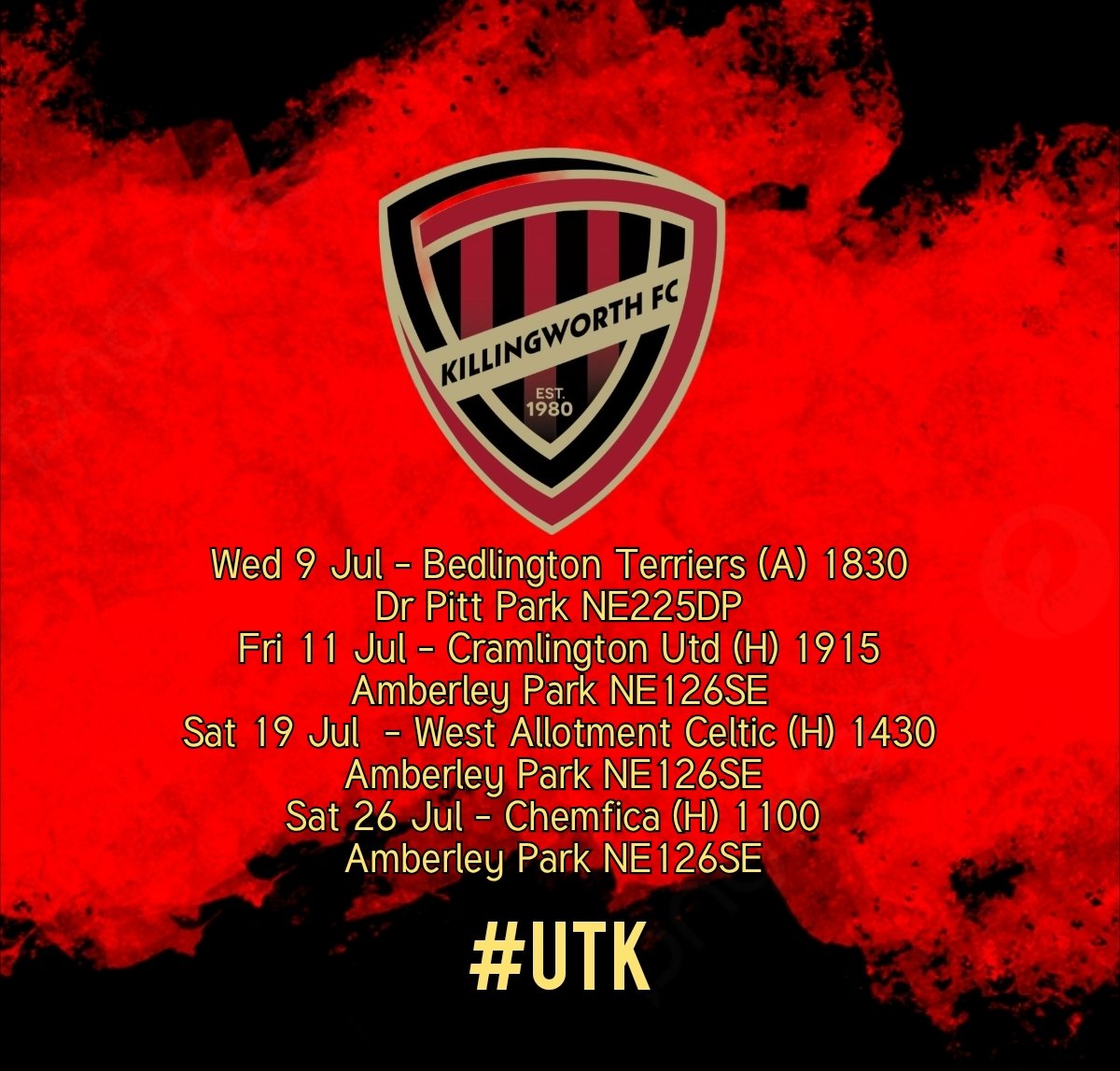 killingworth_fc's tweet image. Updated pre-season schedule for Killy: